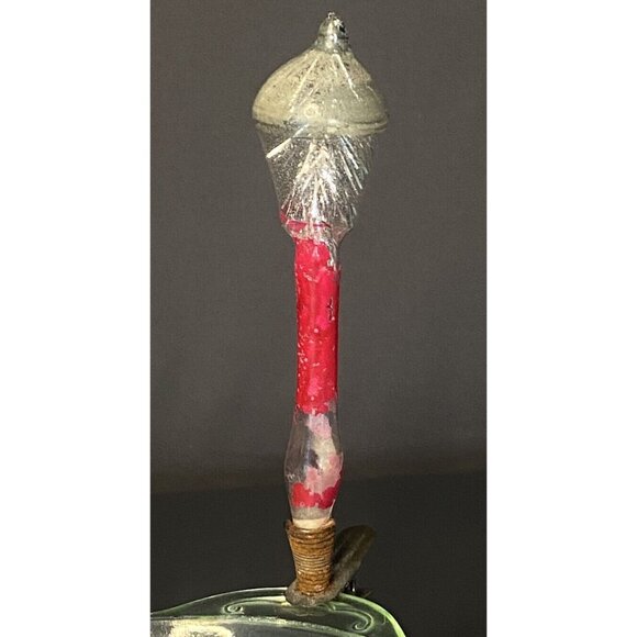 Vintage RARE Unsilvered Clip-On Glass Christmas Ornament Lamp Post W Tinsel 4” - Picture 5 of 16